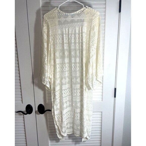 Aina Be Ivory Flowy Women's Lace Cardigan, Swimsuit Cover Sz Small - Picture 3 of 8